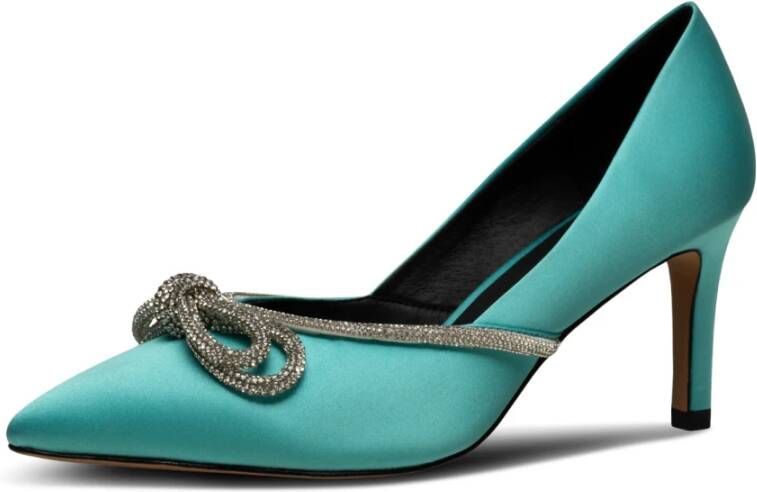 Shoe the Bear Turquoise Satijnen Strik Hakken Blauw Dames