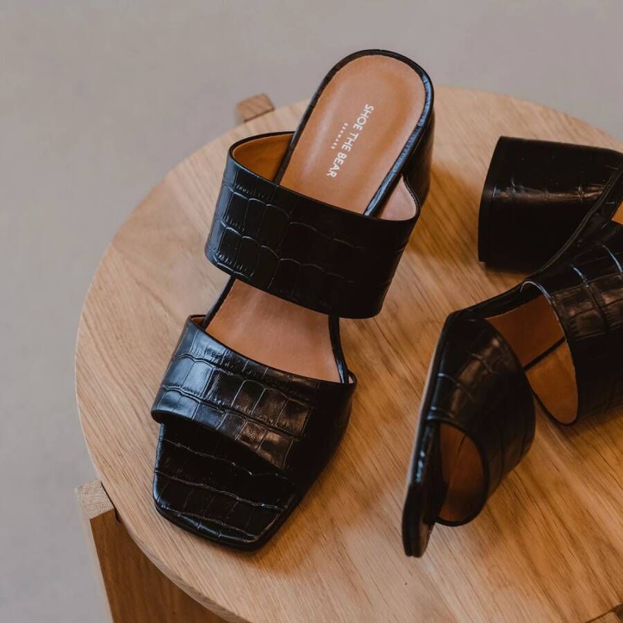 Shoe the Bear Runa mule leer Zwart Croco Black Dames
