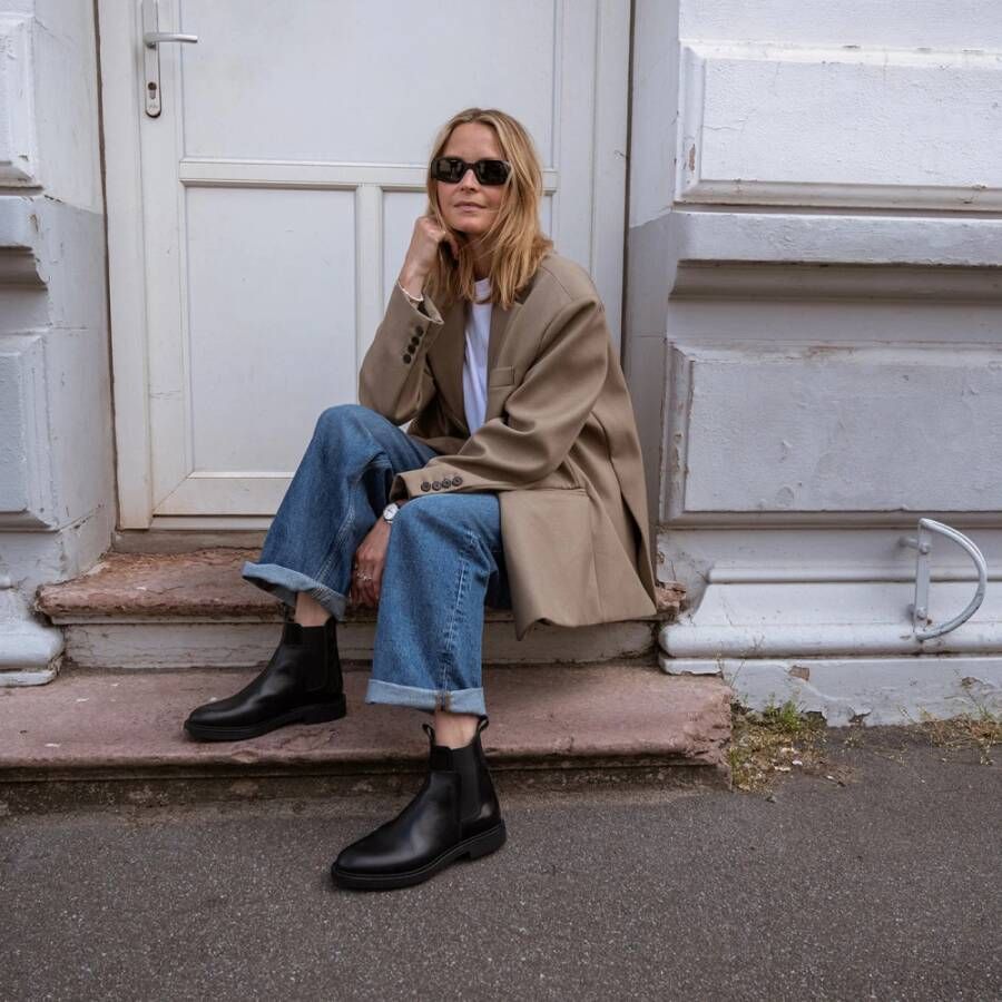 Shoe the Bear Thyra chelsea boot leer Zwart Black Dames