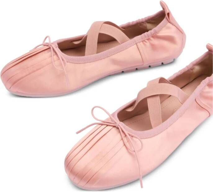 Simone Rocha Roze Satijnen Kruisband Boog Schoenen