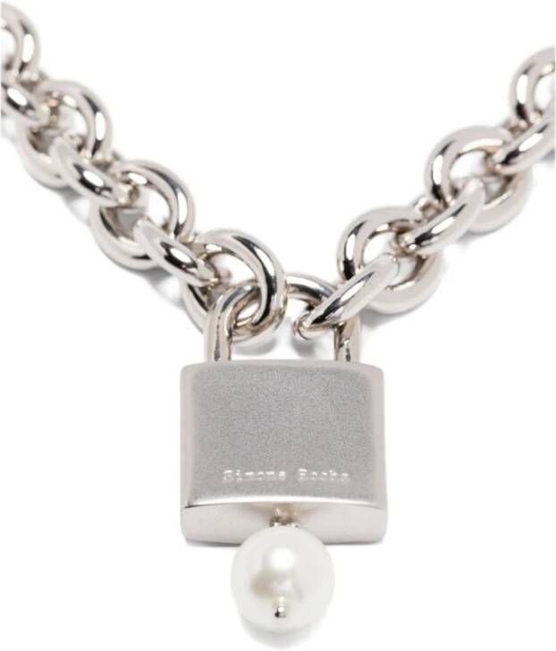 Simone Rocha Zilveren hangslot hanger met parelversiering