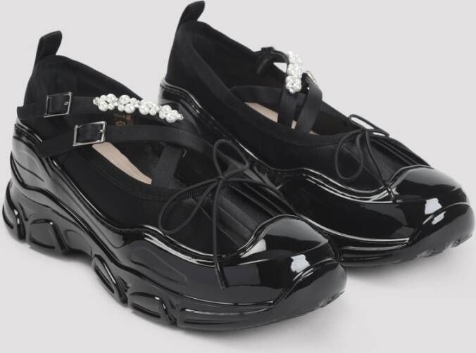 Simone Rocha Zwarte Ballerina Schoenen met Parel Inzetstukken
