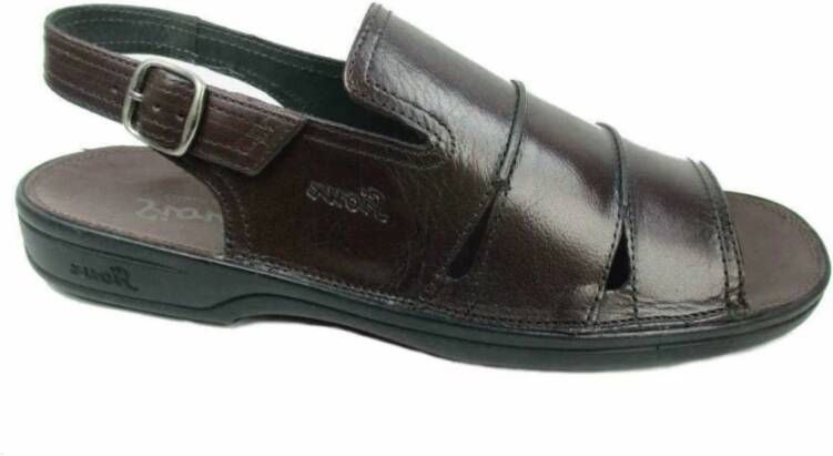 Sioux Braun Platte Sandalen
