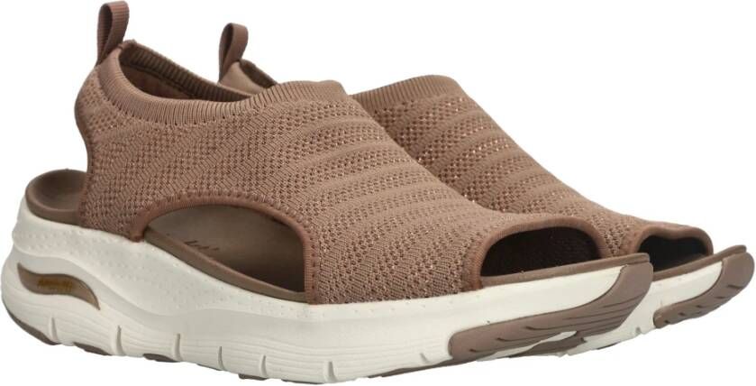 Skechers Arch Fit Platte Sandalen voor Dames Bruin Dames