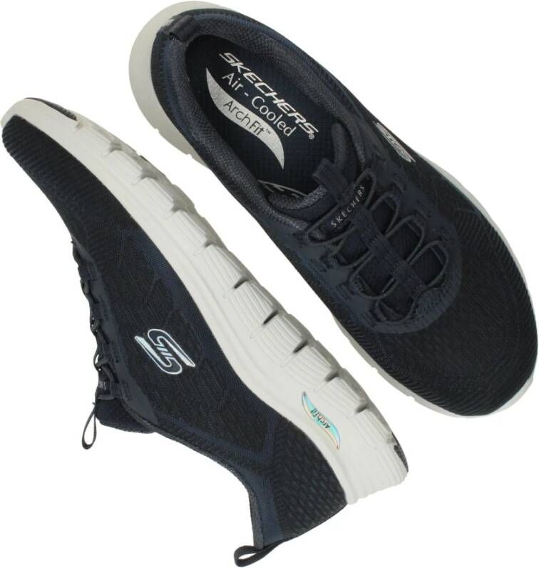 Skechers Vista elastische vetersneakers Blauw Dames