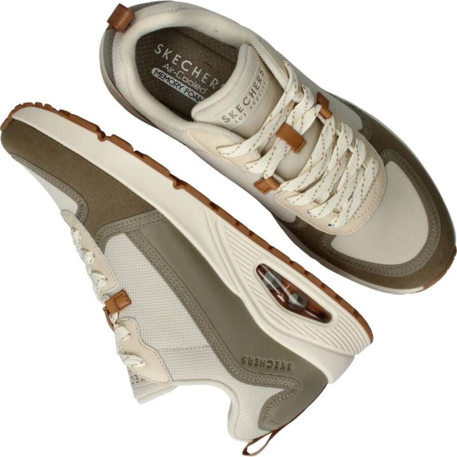 Skechers Beige en olijfgroene sneaker met Air-Cooled Memoryfoam Beige Heren