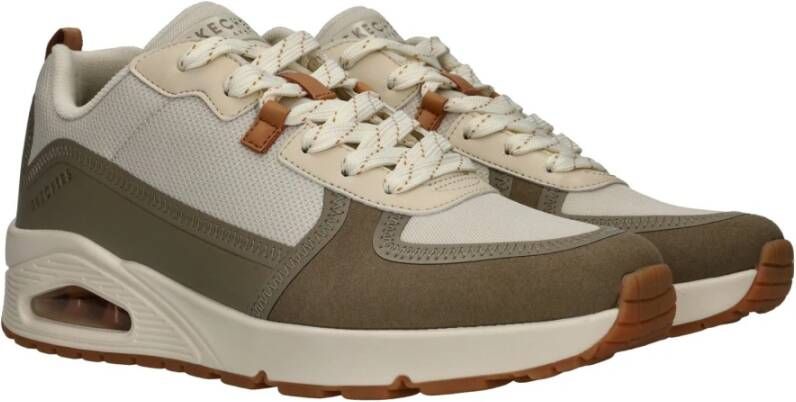 Skechers Beige en olijfgroene sneaker met Air-Cooled Memoryfoam Beige Heren