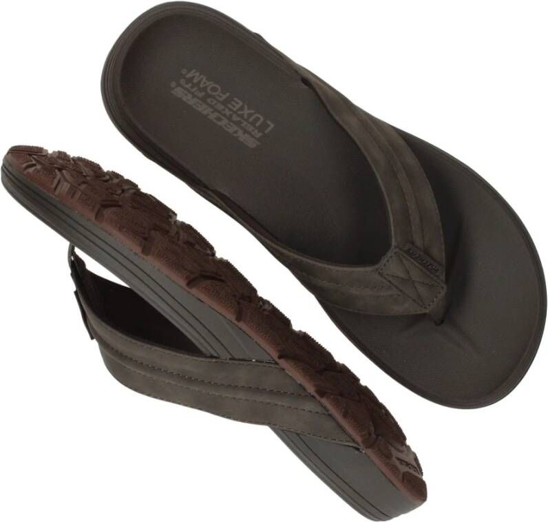 Skechers Chocoladebruin Marlee slipper Luxefoam zool Brown Heren