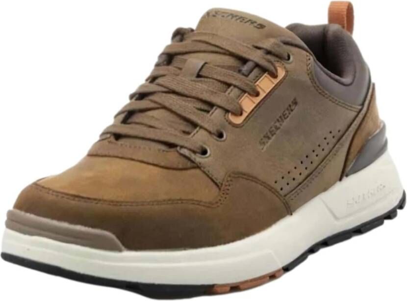 Skechers Lace Up Leather Sneaker Slippers Brown Heren