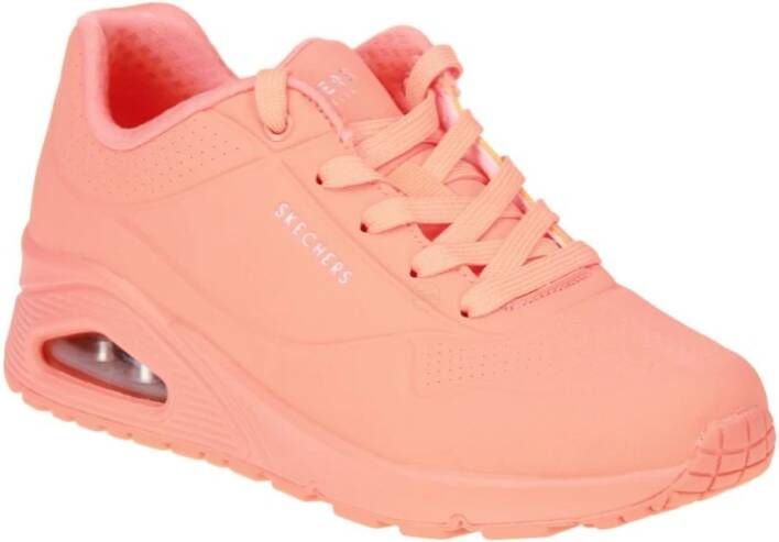 Skechers Stijlvolle Oranje Synthetisch Leren Sneakers Roze Dames