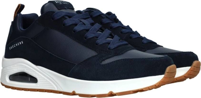 Skechers Blauwe Suède Casual Sneaker met Air-cooled Memory Foam Blauw Heren