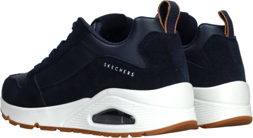 Skechers Blauwe Suède Casual Sneaker met Air-cooled Memory Foam Blauw Heren