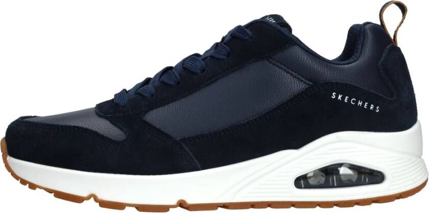 Skechers Blauwe Suède Casual Sneaker met Air-cooled Memory Foam Blauw Heren