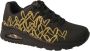 Skechers JGoldcrown Uno Golden Heart Sneakers Dames Zwart - Thumbnail 5