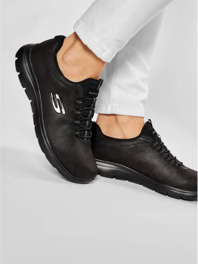 Skechers Zwarte damesschoenen platte stijl Black Dames