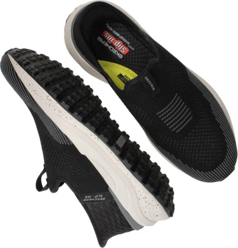 Skechers Zwarte Slip-On Sneakers met Gespikkelde Zool Black Heren