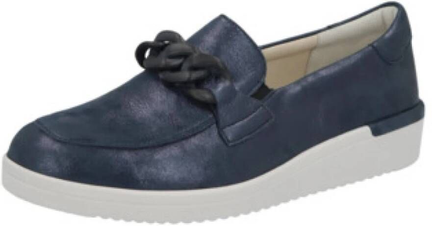 Solidus Blauwe dames mocassins comfortabel ontwerp