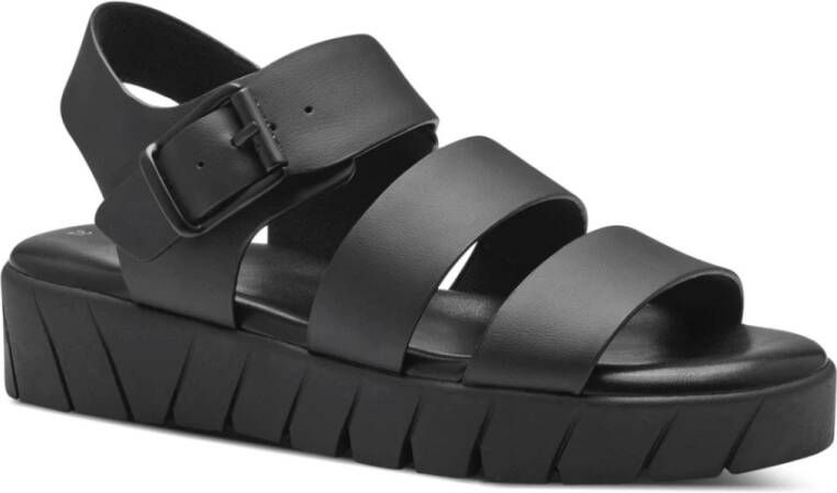 s.Oliver Zwarte Casual Platte Sandalen Vrouwen Black Dames