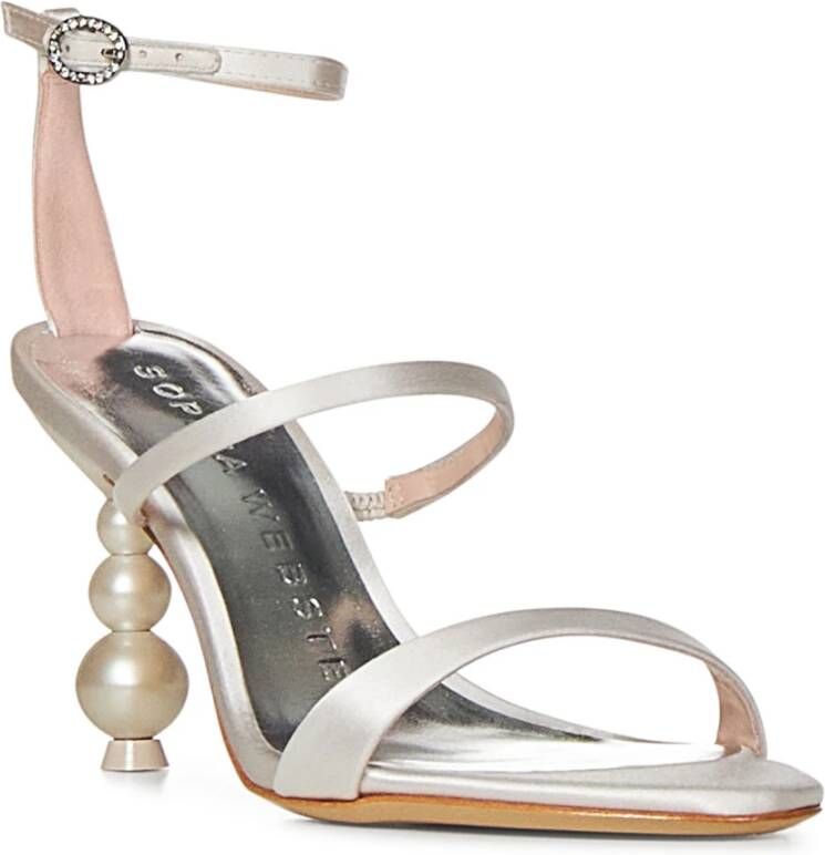 Sophia Webster Ivoor Satijnen Sandalen met Parelhakken White Dames