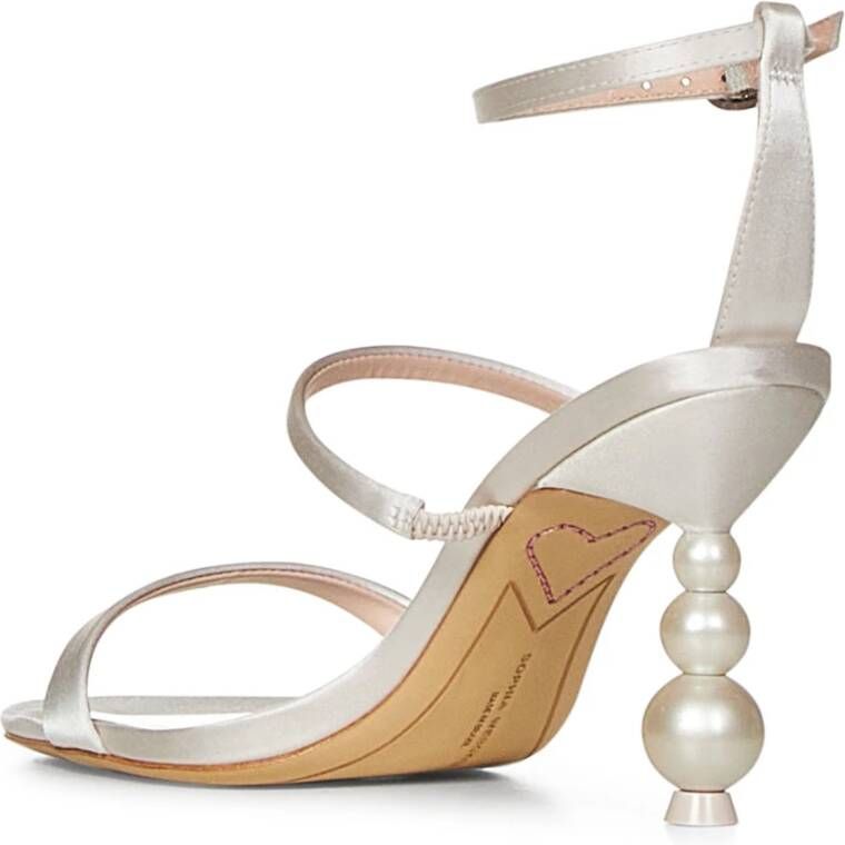 Sophia Webster Ivoor Satijnen Sandalen met Parelhakken White Dames