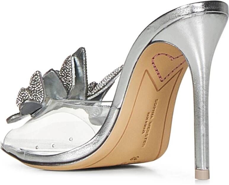 Sophia Webster Zilveren Stiletto Sandalen met Kristallen Vlinders Gray Dames