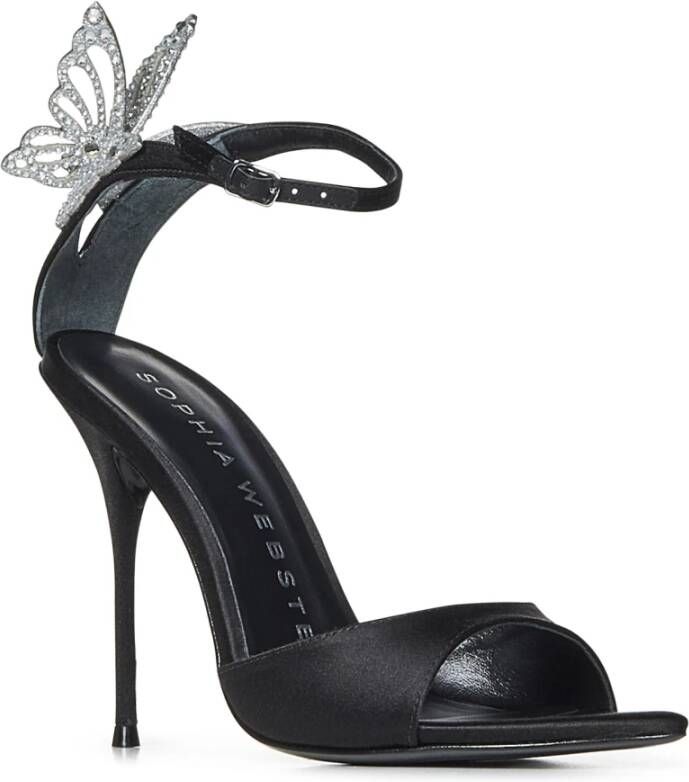 Sophia Webster Zwarte Kristalvlinder Stiletto Sandalen