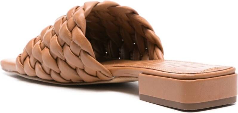 Souliers Martinez Gevlochten leren sandalen Beige Dames
