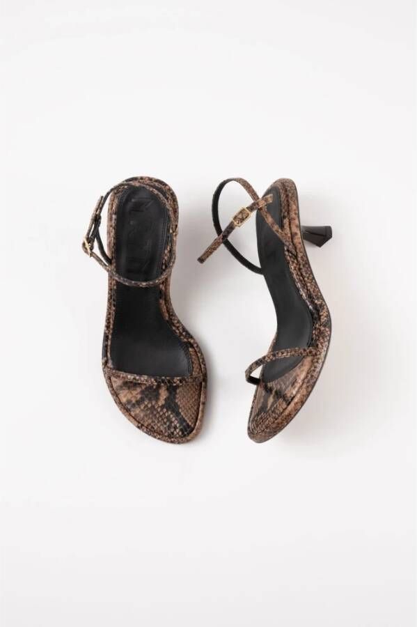 Souliers Martinez Python Leren Sandalen Brown Dames