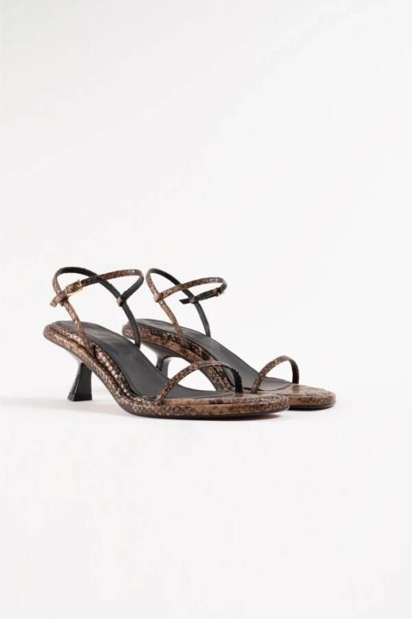 Souliers Martinez Python Leren Sandalen Brown Dames