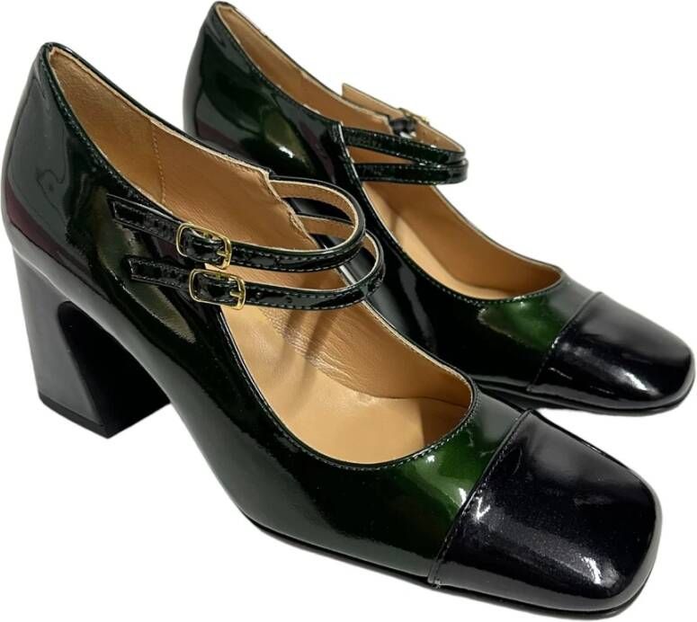 Status Groene en zwarte lakleren pumps Green Dames