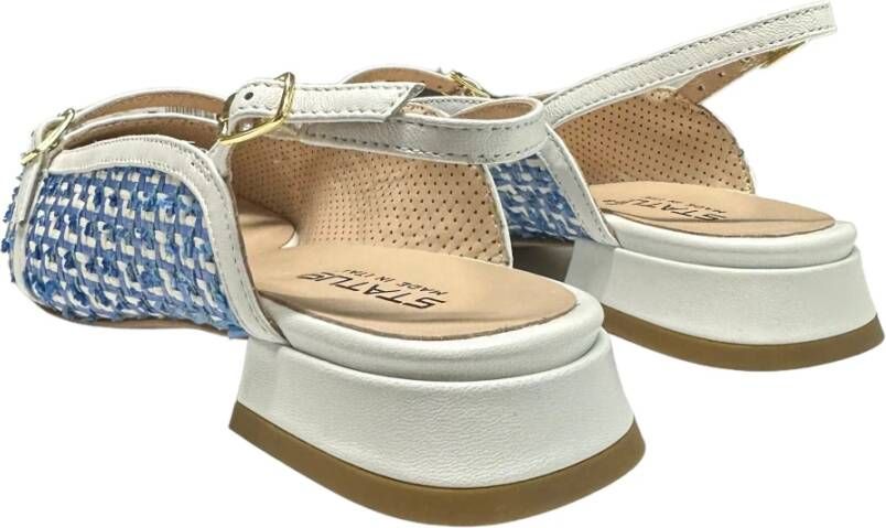 Status Leren en raffia ballerina schoenen Blue Dames