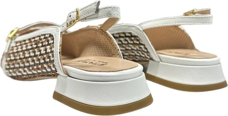 Status Leren en raffia ballerina schoenen Brown Dames