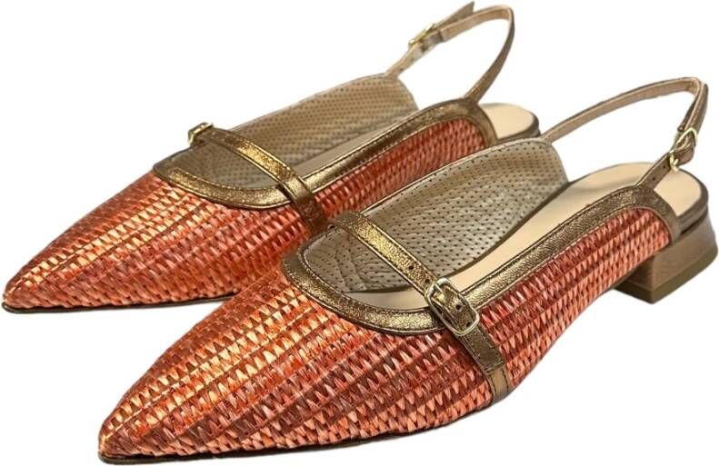 Status Raffia Ballerina Lage Polyester Schoenen Orange Dames
