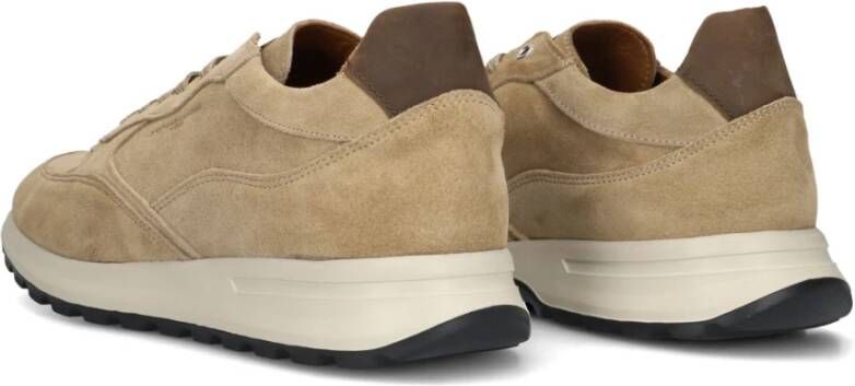 Stefano Lauran Beige Casual Leren Sneakers voor Heren