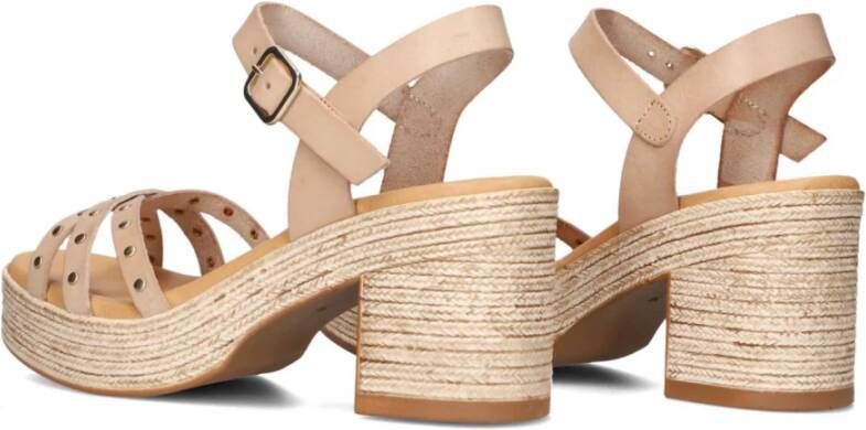 Stefano Lauran Studded Leather Sandals in Beige Dames