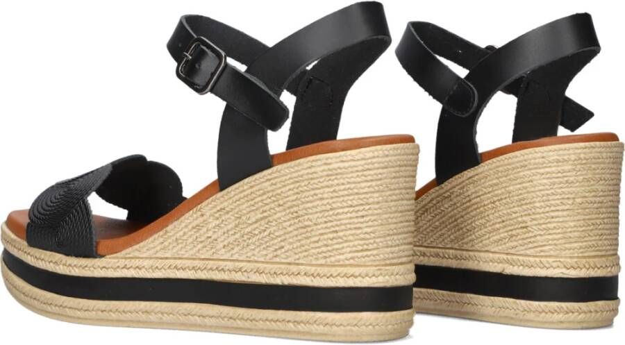 Stefano Lauran Zwarte Leren Sleehak Sandalen met LED Koord