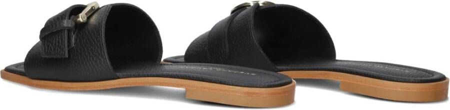 Stefano Lauran Zwarte Leren Slipper met Gesp