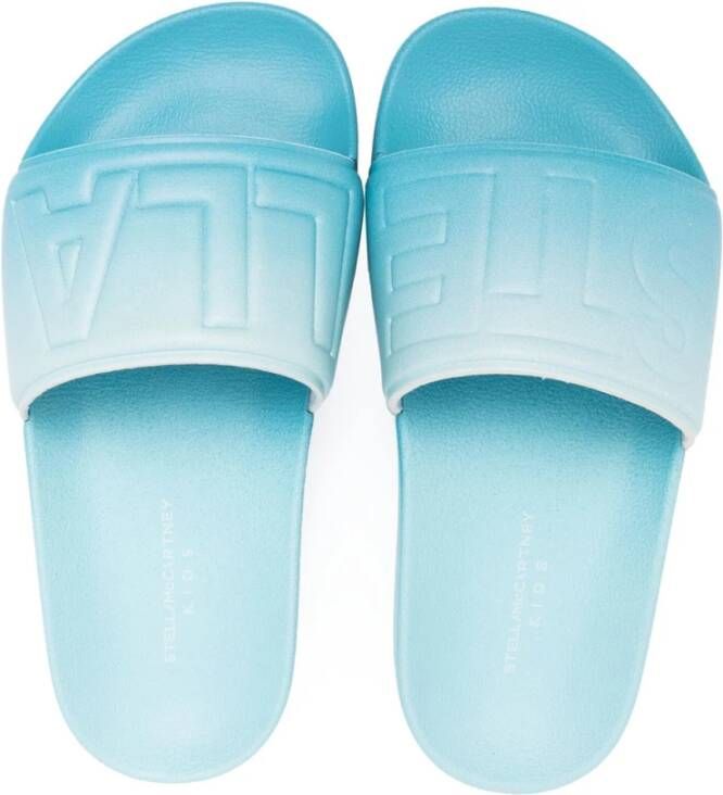 Stella Mccartney Blauwe Transparante Platte Schoenen Slip-On Logo Blue Dames