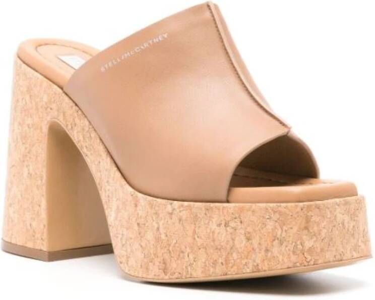 Stella McCartney Bruine Kurk Plateauzolen Muiltjes