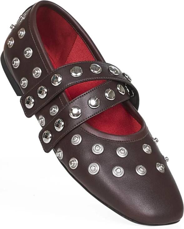Stella McCartney Bruine veganistische platte schoenen met drukknoopsluiting