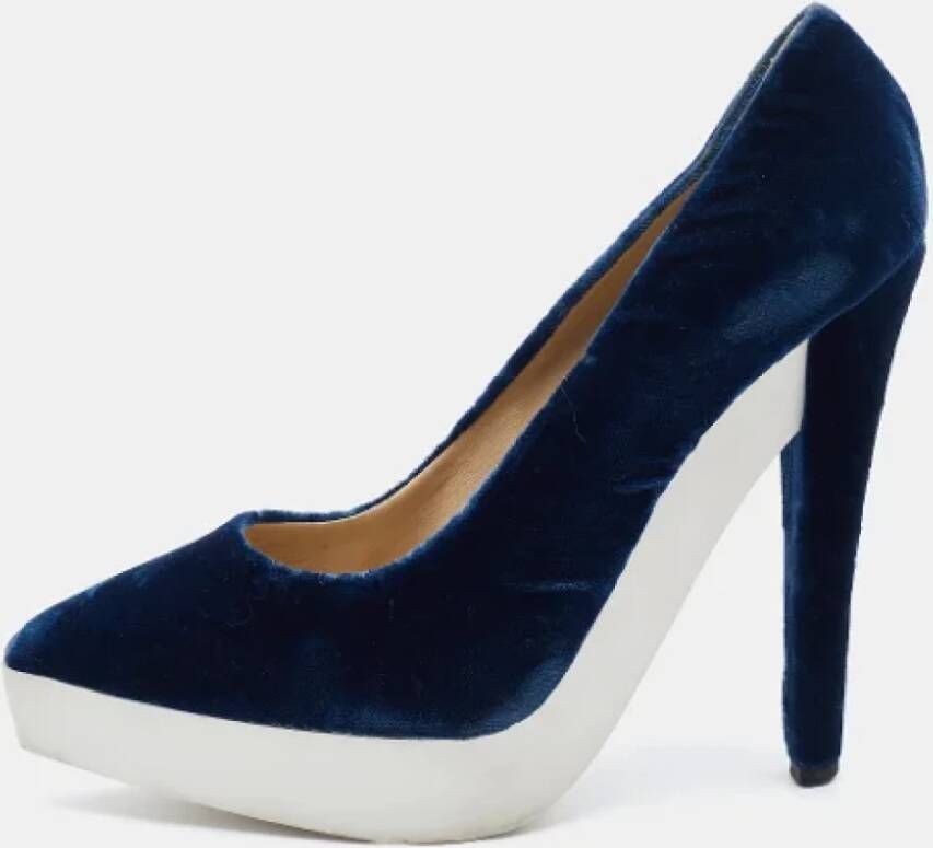 Stella McCartney Pre-owned Velvet heels Blue Dames