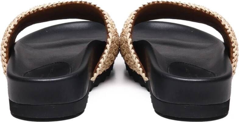 Stella Mccartney Rafia Rubber Sandalen Zwart Beige Dames