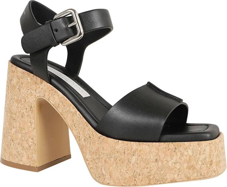 Stella Mccartney Zwarte Sporty Mat Hoge Hak Sandalen Black Dames