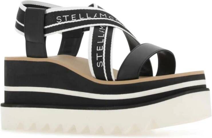 Stella Mccartney Tweekleurige stoffen platformsandalen Black Dames