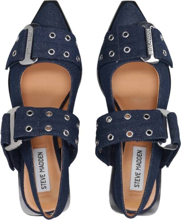 Steve Madden Denim Sandalen met Zilveren Metalen Details