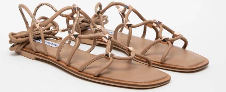 Steve Madden Geometrische Bruine Leren Sandalen Brown Dames