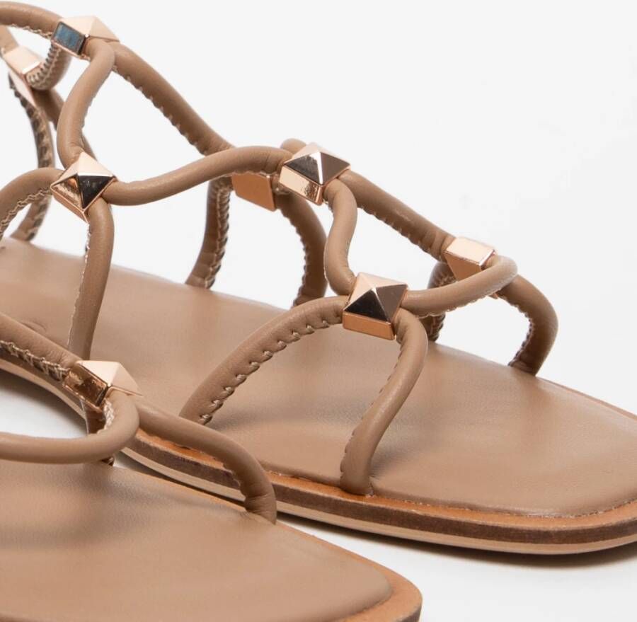 Steve Madden Geometrische Bruine Leren Sandalen Brown Dames