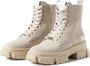 Steve Madden Chunky Sole Leren Laarzen Beige Dames - Thumbnail 5