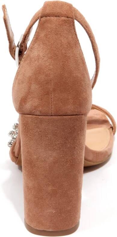 Steve Madden Jeweled Suède Sandaal in Tan