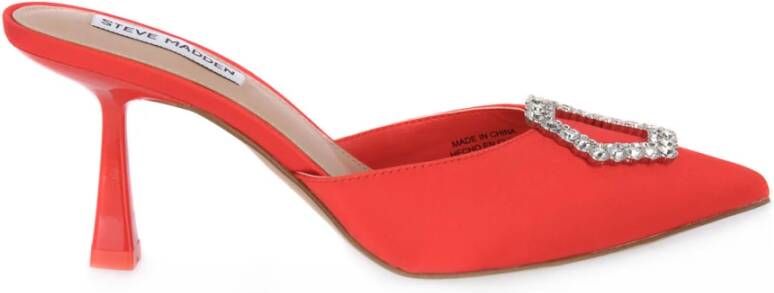 Steve Madden Verhoog je schoenenspel met Luxe City Satin Hakmuiltjes Rood Dames